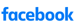 The image displays a Facebook logo with the text  Facebook  in white on a blue background.